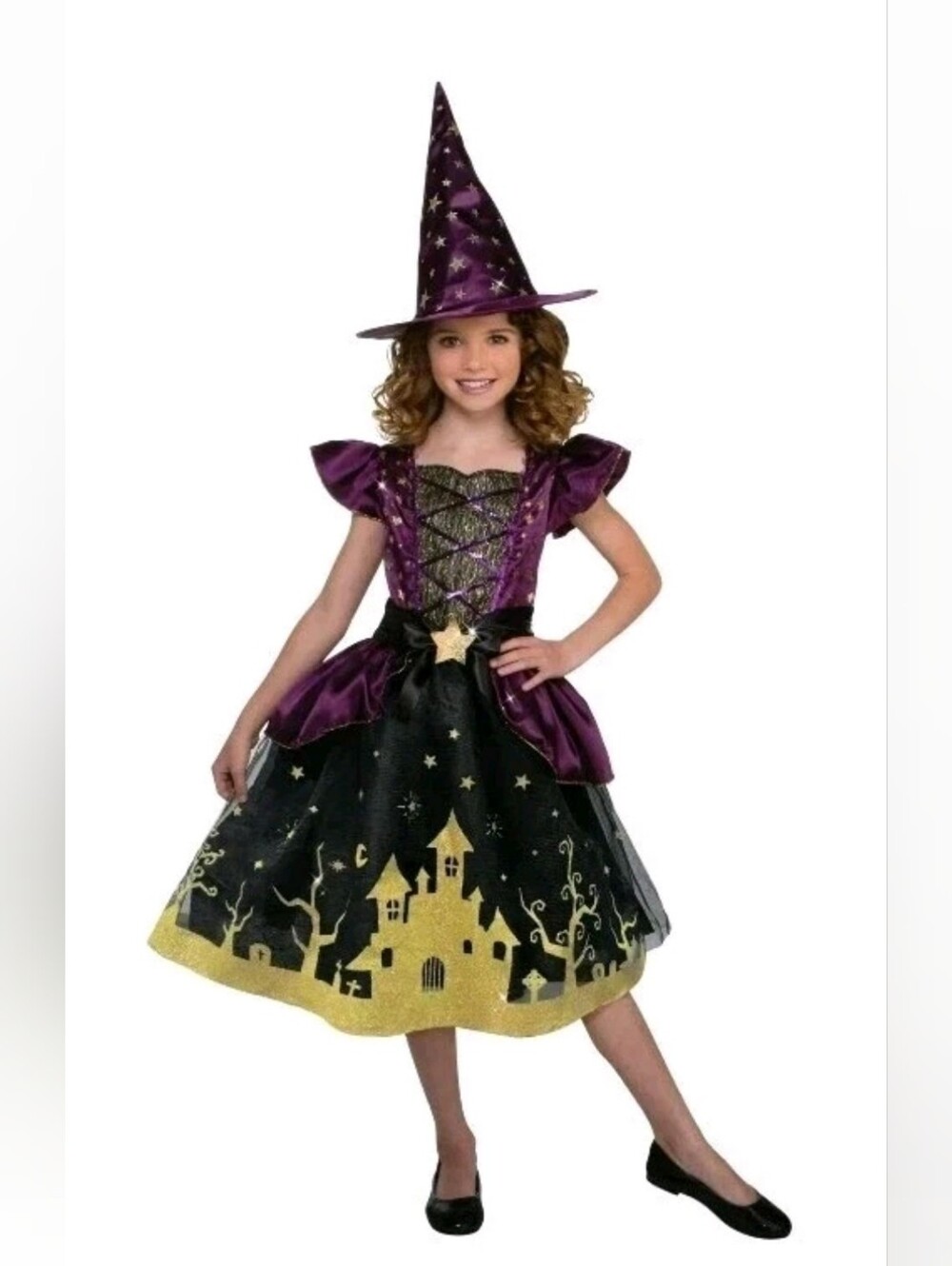 Way to Celebrate Starry Witch Costume NIP Size: L (10/12) Glows in the Dark